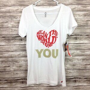 Dickies Girl You Mean The World White Tee Juniors Size L Large V-Neck T-Shirt